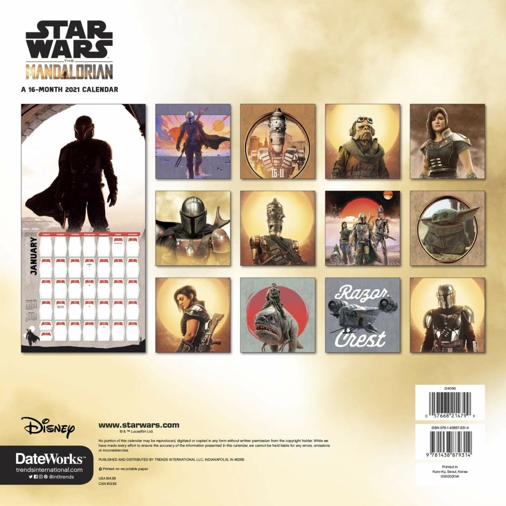 The Mandalorian: 2021 Wall Calendar