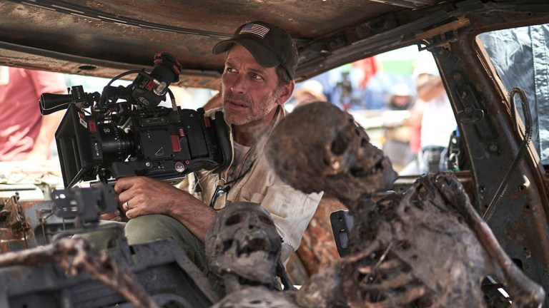 Zack Snyder and zombie corpse in Army of the Dead