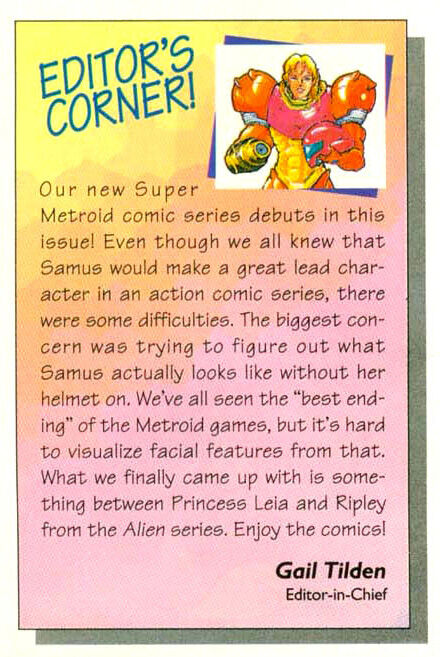 Super Metroid Samus comic editor's note Nintendo Power