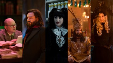 Colin Robinson, Laszlo Cravenswroth, Nadja Antipaxos, Nandor the Relentless, and The Guide on What We Do in the Shadows