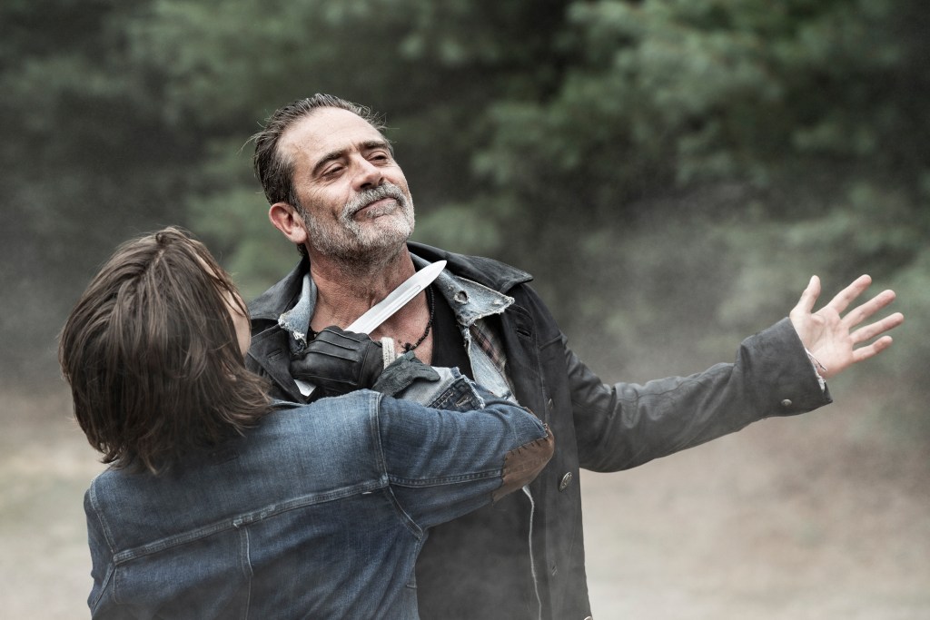 Lauren Cohan as Maggie Rhee, Jeffrey Dean Morgan as Negan - The Walking Dead: Dead City _ Season 1 - Photo Credit: Peter Kramer/AMC