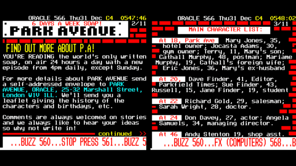 Park Avenue teletext soap