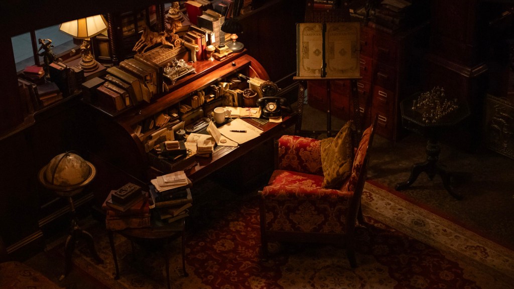 Good Omens 2 Aziraphale desk. Credit: Prime Video