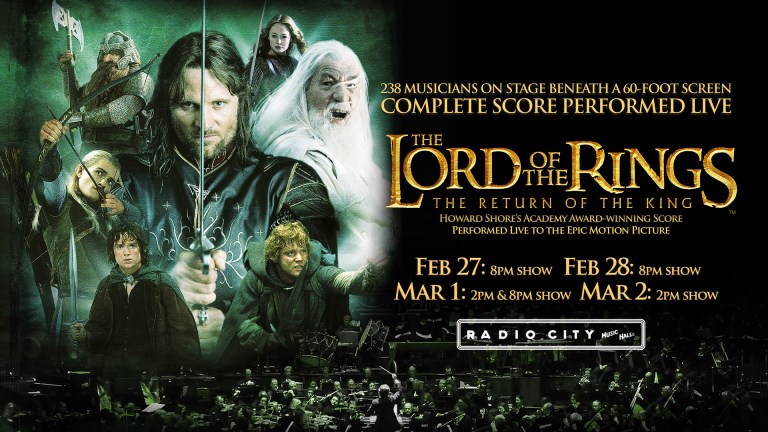 Characters from The Lord of the Rings in concert promo