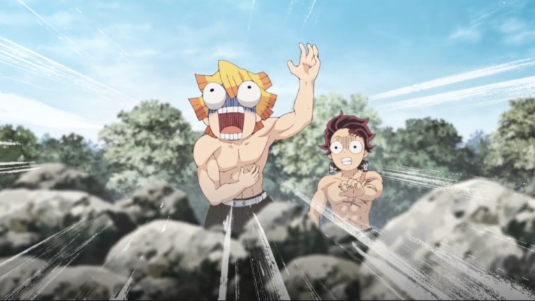 Demon Slayer season 4 episode 6 - Zenitsu and Tanjiro freak out.