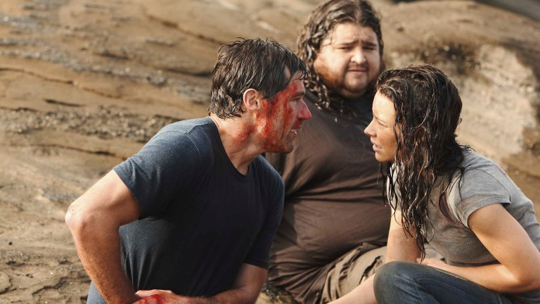 Jack (Matthew Fox), Hurley (Jorge Garcia), and Kate (Evangeline Lily) in the Lost series finale.