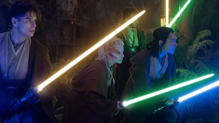 Yord Fandar (Charlie Barnett), Jedi Padawan Jecki Lon (Dafne Keen) and Master Sol (Lee Jung-jae) in Lucasfilm's THE ACOLYTE
