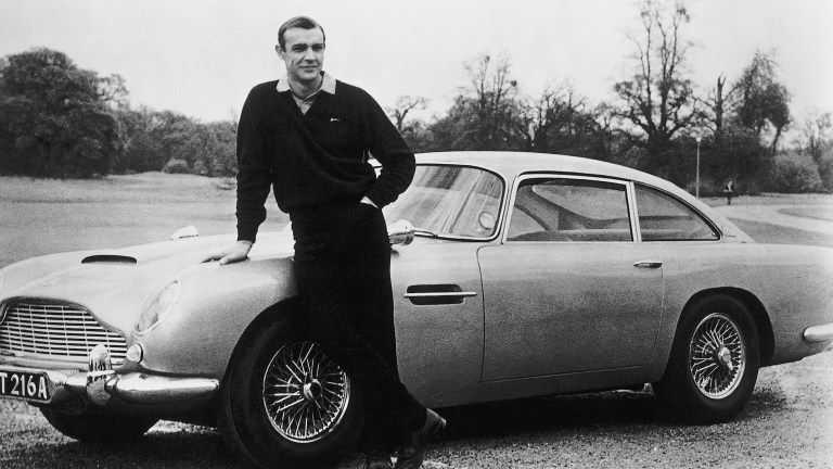 Sean Connery with Aston Martin in Goldfinger