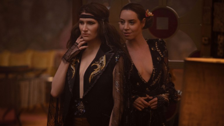 Agatha Harkness (Kathryn Hahn) and Rio Vidal (Aubrey Plaza) in Marvel Television's AGATHA ALL ALONG