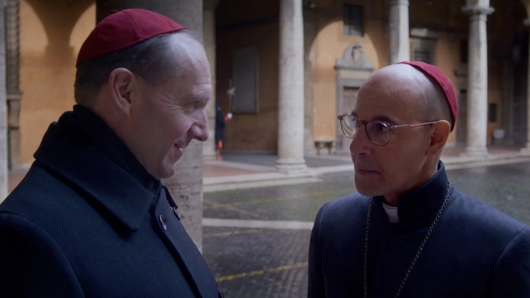 Ralph Fiennes and Stanley Tucci in Conclave